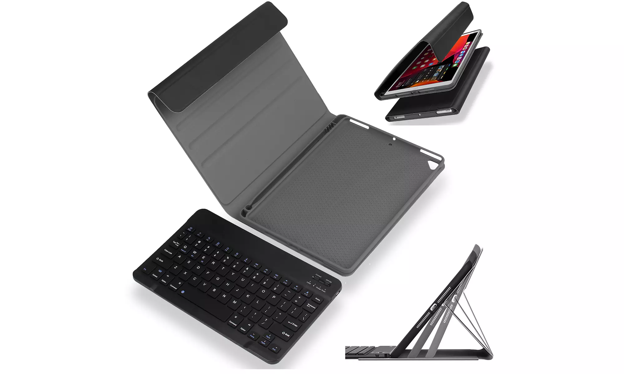 Wireless Smart Keyboard Case Smart Cover Leather Stand Case for iPad 10.2" 2019  - Primary Image