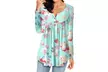 Womens Sexy Print Leisure Button Long-Sleeve Blouse Tunics Floral Printed - Second Medium