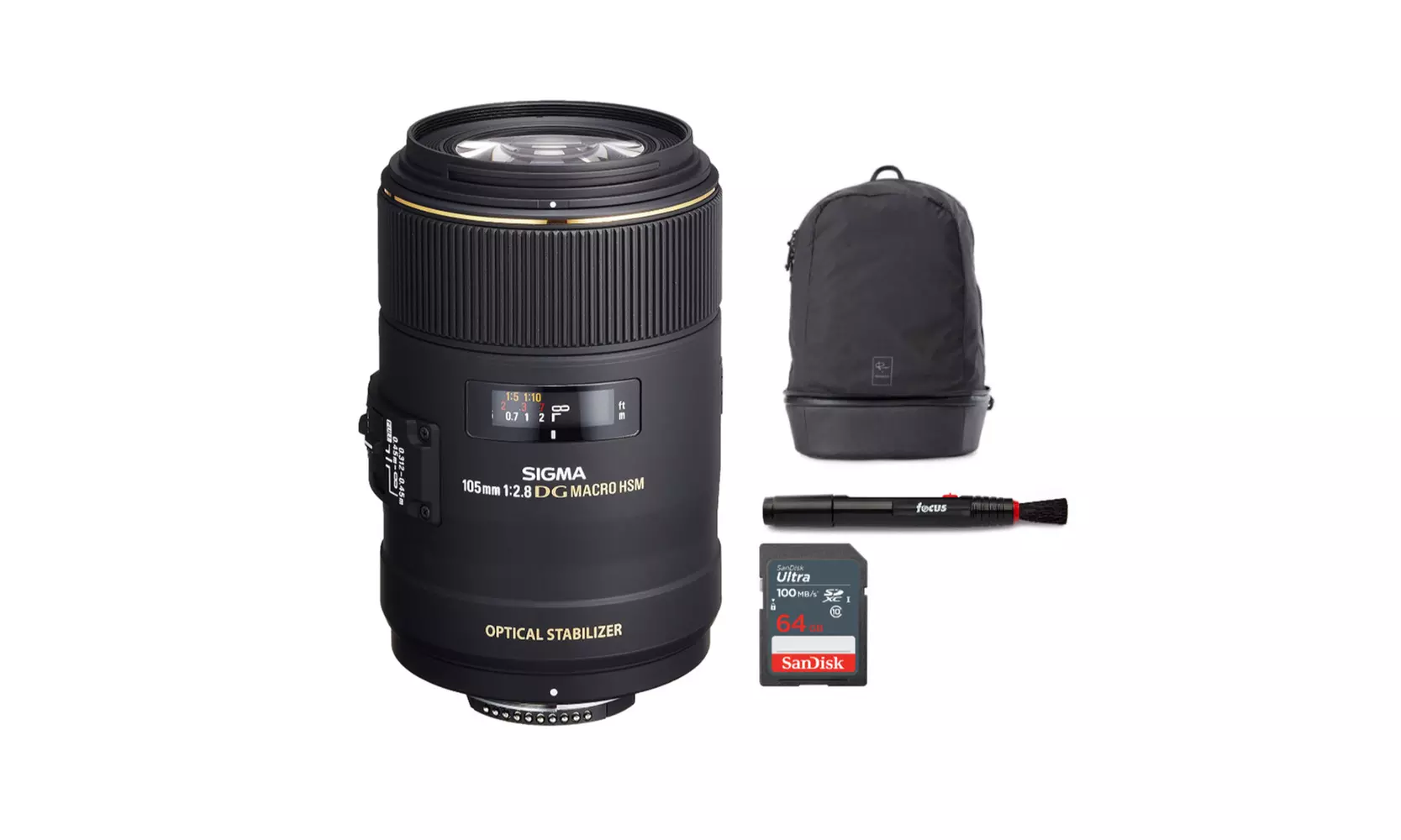 Sigma 105mm f/2.8 EX DG OS HSM Macro Lens for Canon with Cube Pack Bundle - Primary Image