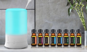 Aesthetics Ultrasonic Aroma Diffuser and Humidifier with Oil Set (9-Piece)