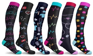 Whimsical Medical Print Compression Socks (3-Pack)