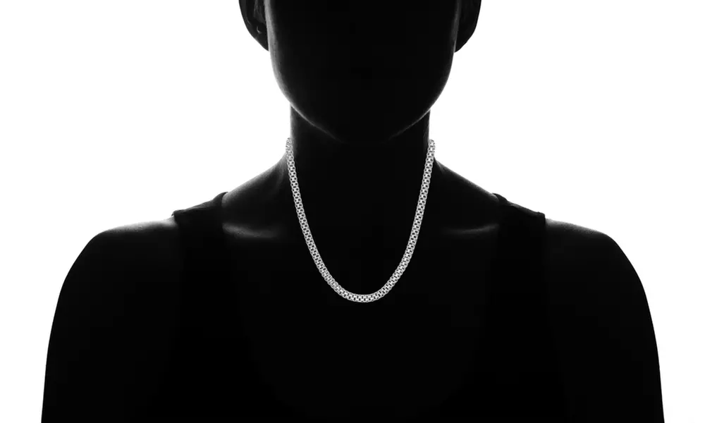 Solid Sterling Silver Italian Made Popcorn Chain Necklace By Paolo Fortelini   