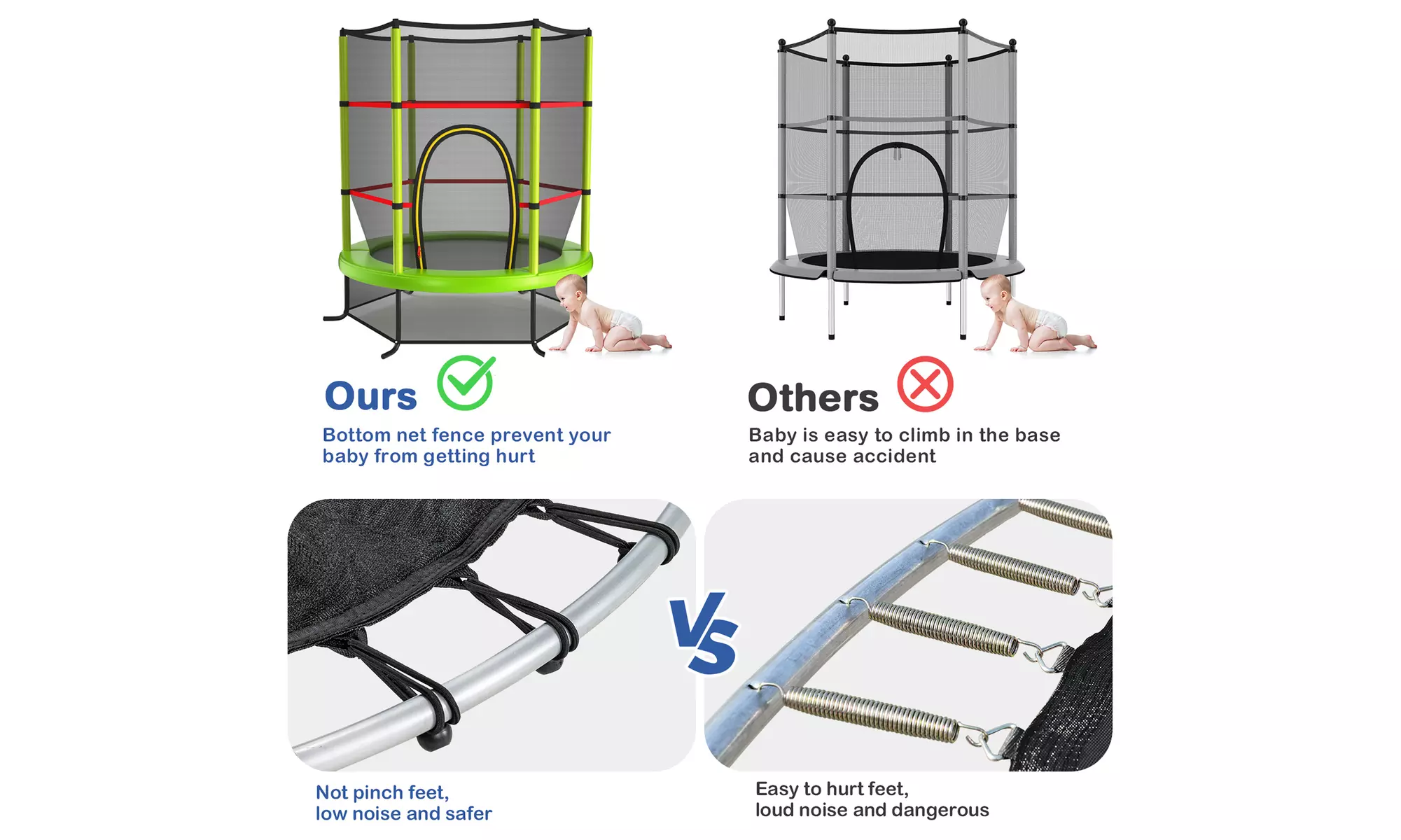 Youth Jumping Round Trampoline 55'' Exercise W/ Safety Pad Enclosure Combo Kids