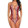 Image 5: Women Soft Deep V Lingerie Lace Babydoll Mini Bodysuit Lingerie Set