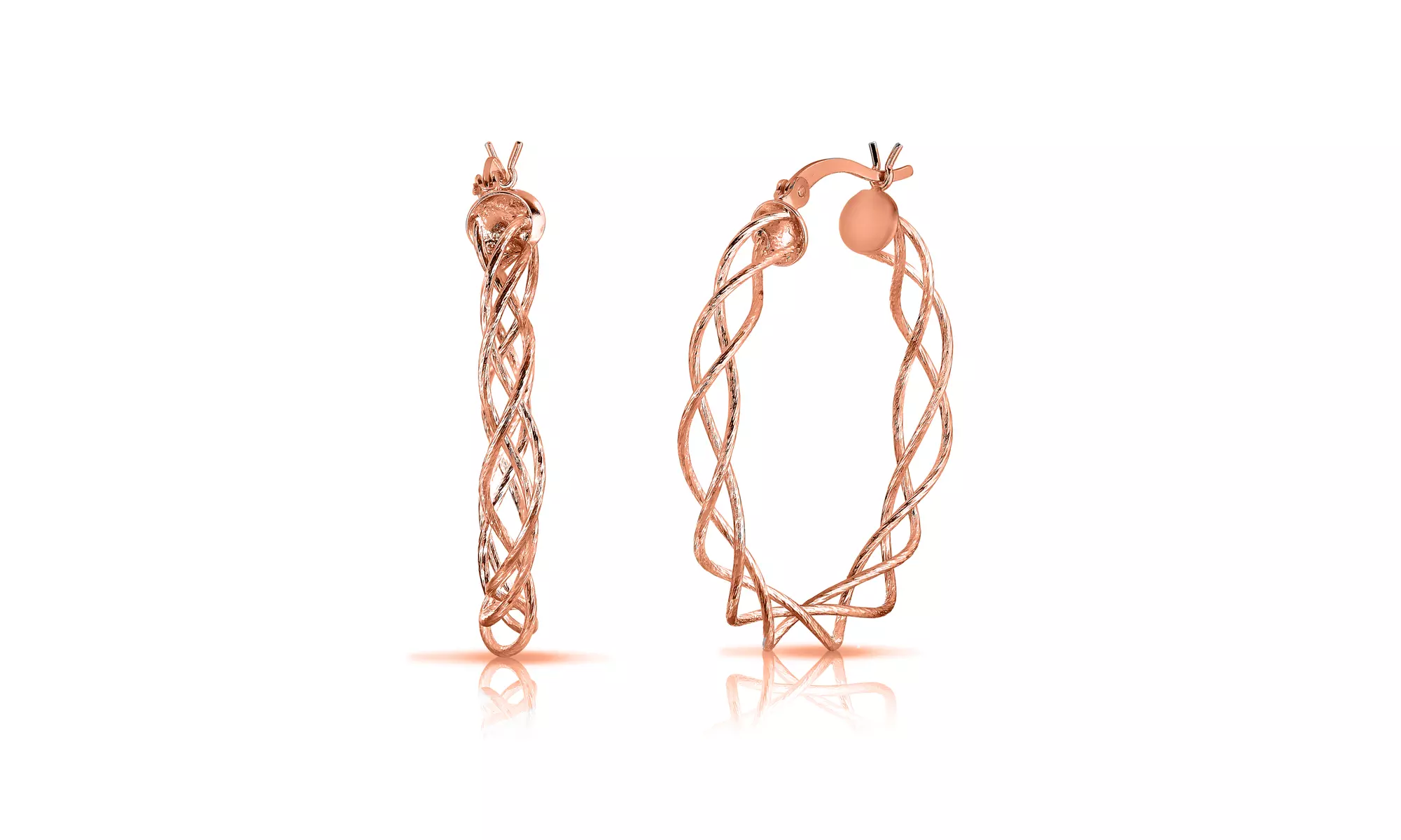 Italian Sterling Silver Braided Hoop Earrings Gold or Rose Gold Option