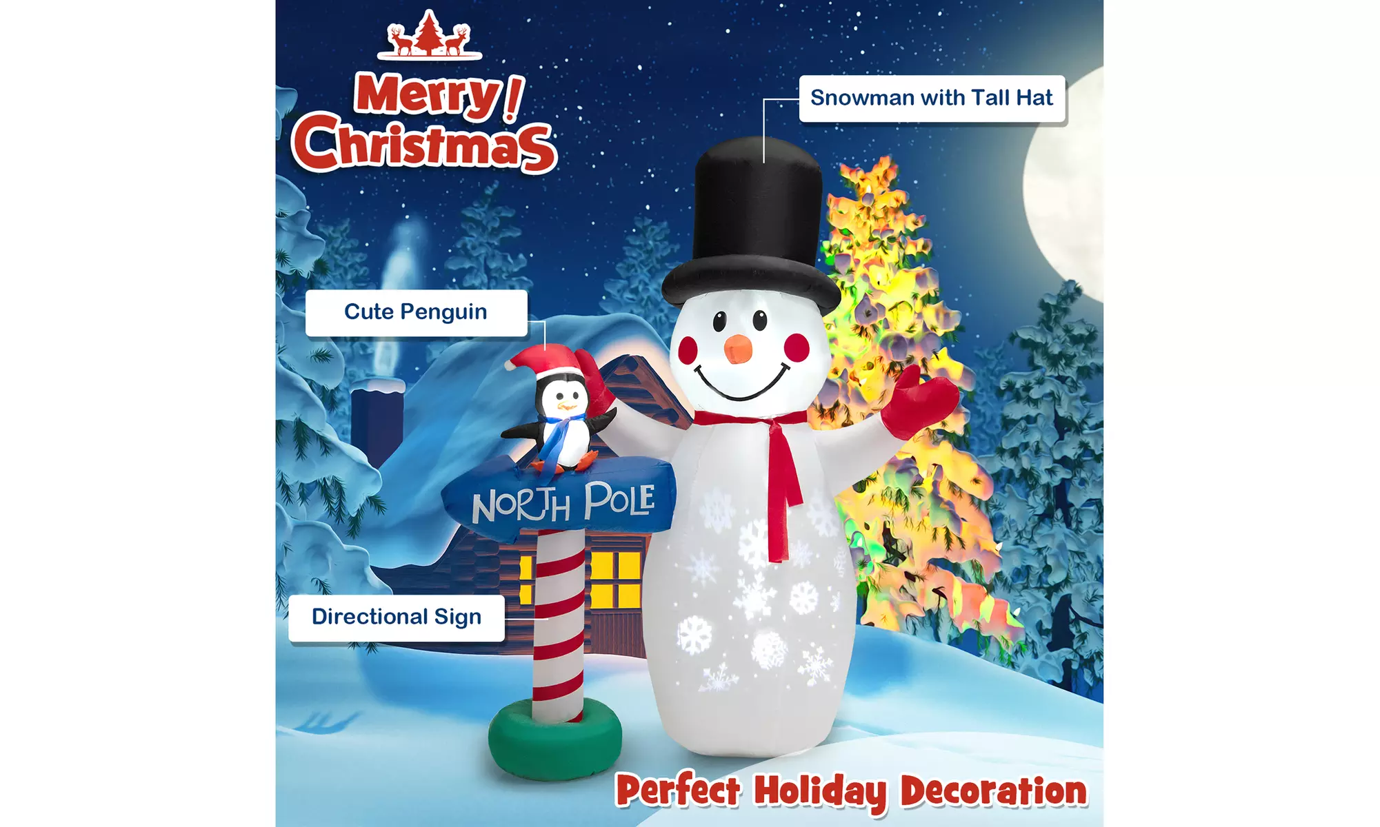 Costway Christmas Inflatable Snowman Penguin or Archway w/ Santa Claus & Snowman