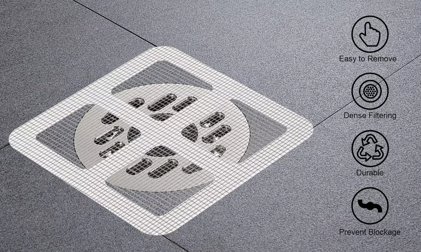 Disposable Shower Drain Covers Hair Catchers Mesh Stickers (20 or 50 Pack)