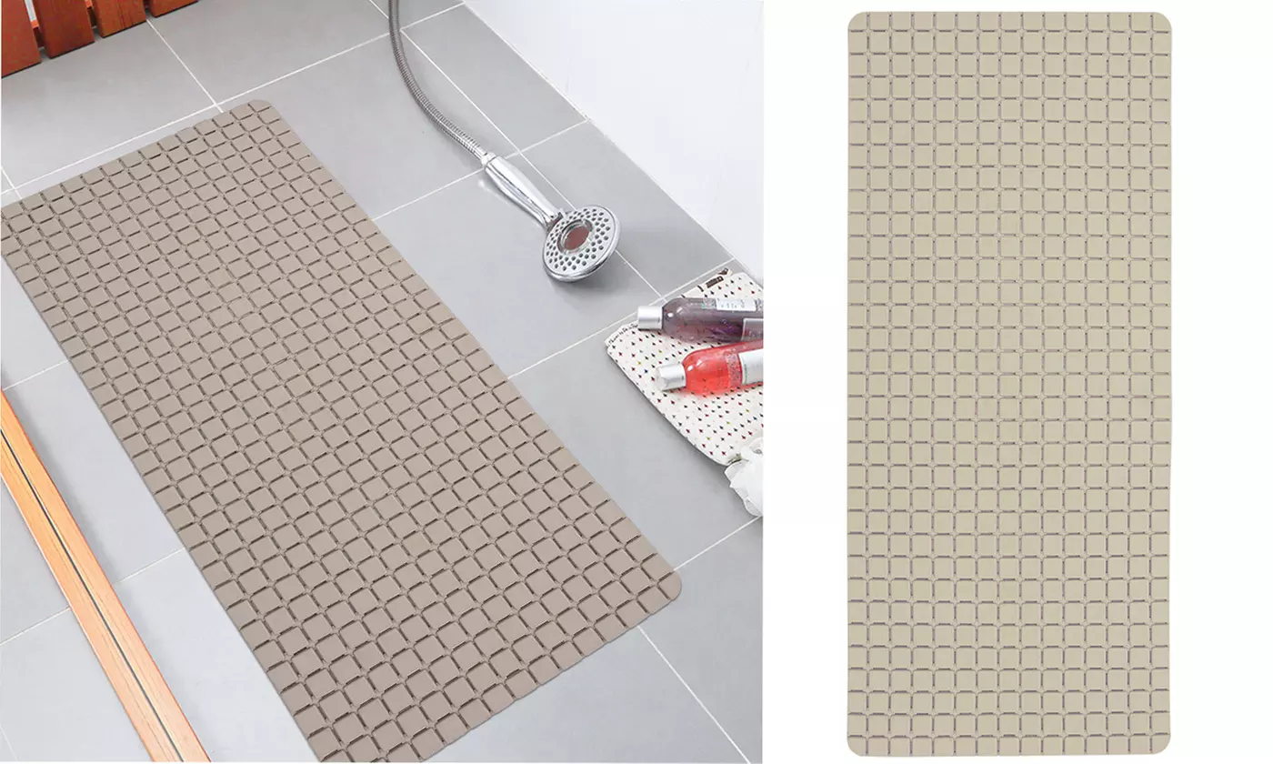 Cushioned Bathtub Mat PVC Bath Mat Non-Slip Tub Mat Square Texture Shower Mat - Primary Image