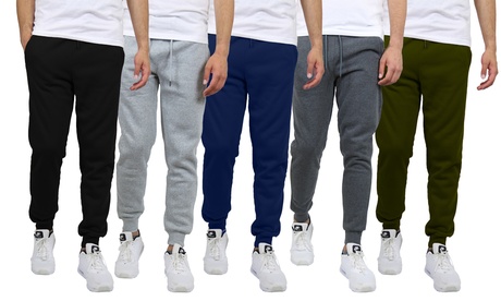 3-Pack Men'sFleece-Lined Classic Jogger Sweatpants (Sizes S-2XL) 3XL Black & Burgundy & Woodland