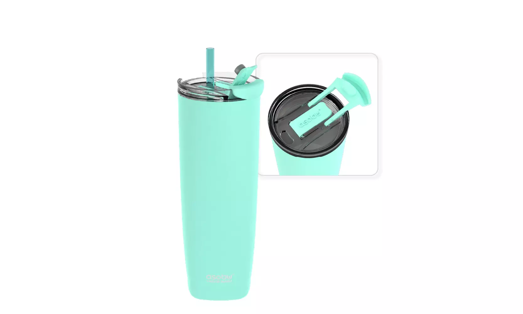 Asobu Aqualina 20oz Insulated Tumbler Water Bottle with Leakproof Lid and Straw