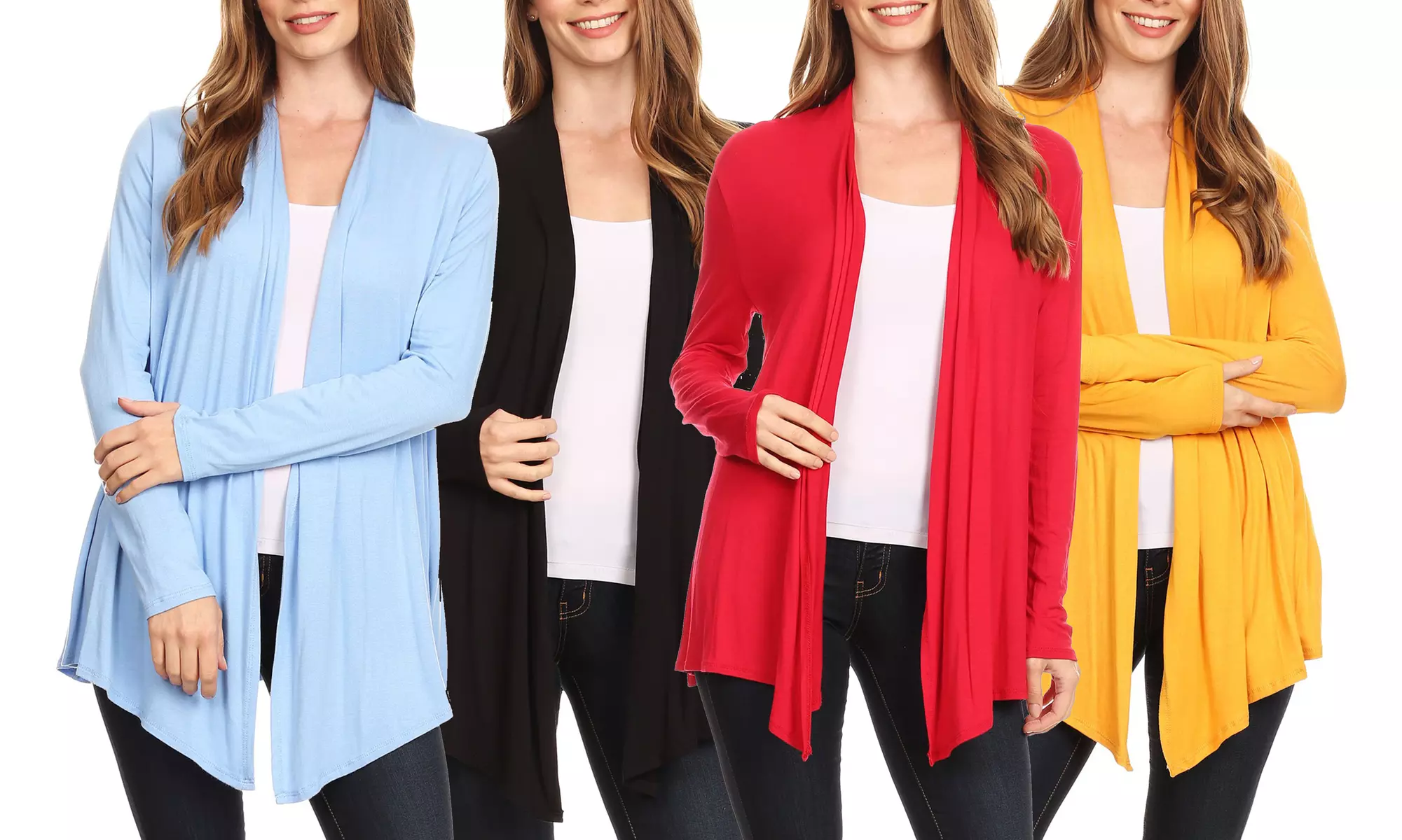 Women's Solid Casual Lightweight Cardigan. Plus Sizes Available. - Primary Image
