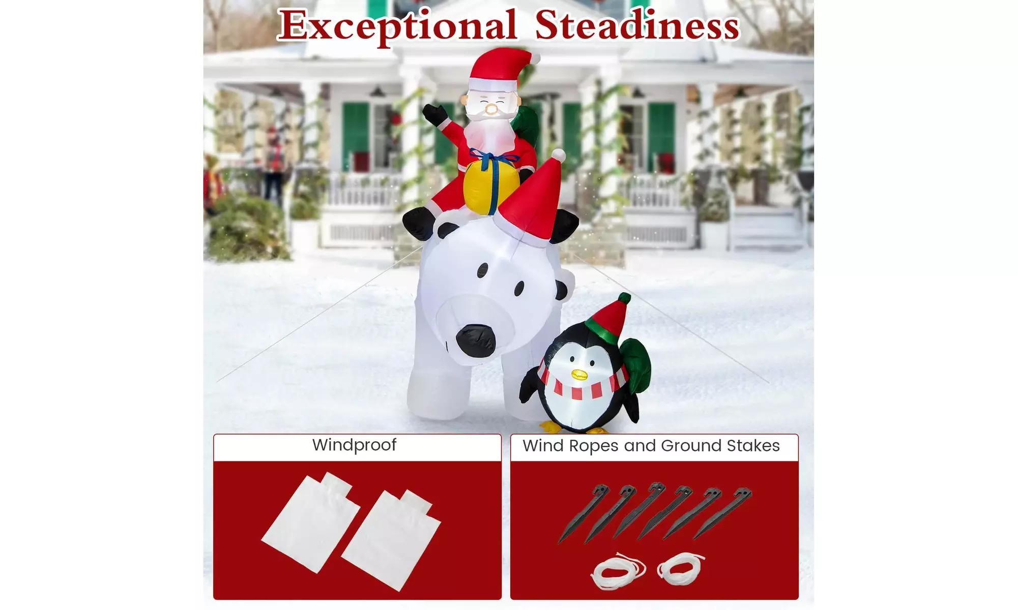 Costway Inflatable Christmas Santa Claus Helicopter Snowman Penguin Lights