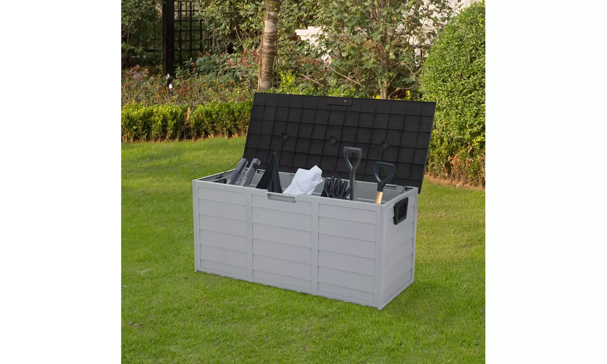 75gal Outdoor Garden Plastic Storage Deck Box Chest Tools w/Wheels - Primary Image