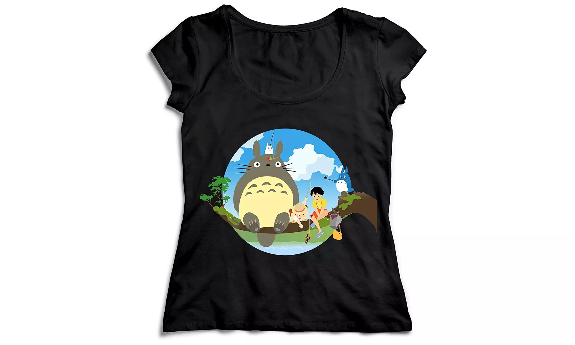 Totoro Characters Sitting On The Tree Branch My Neighbor Totoro Tshirt Women - Primary Image