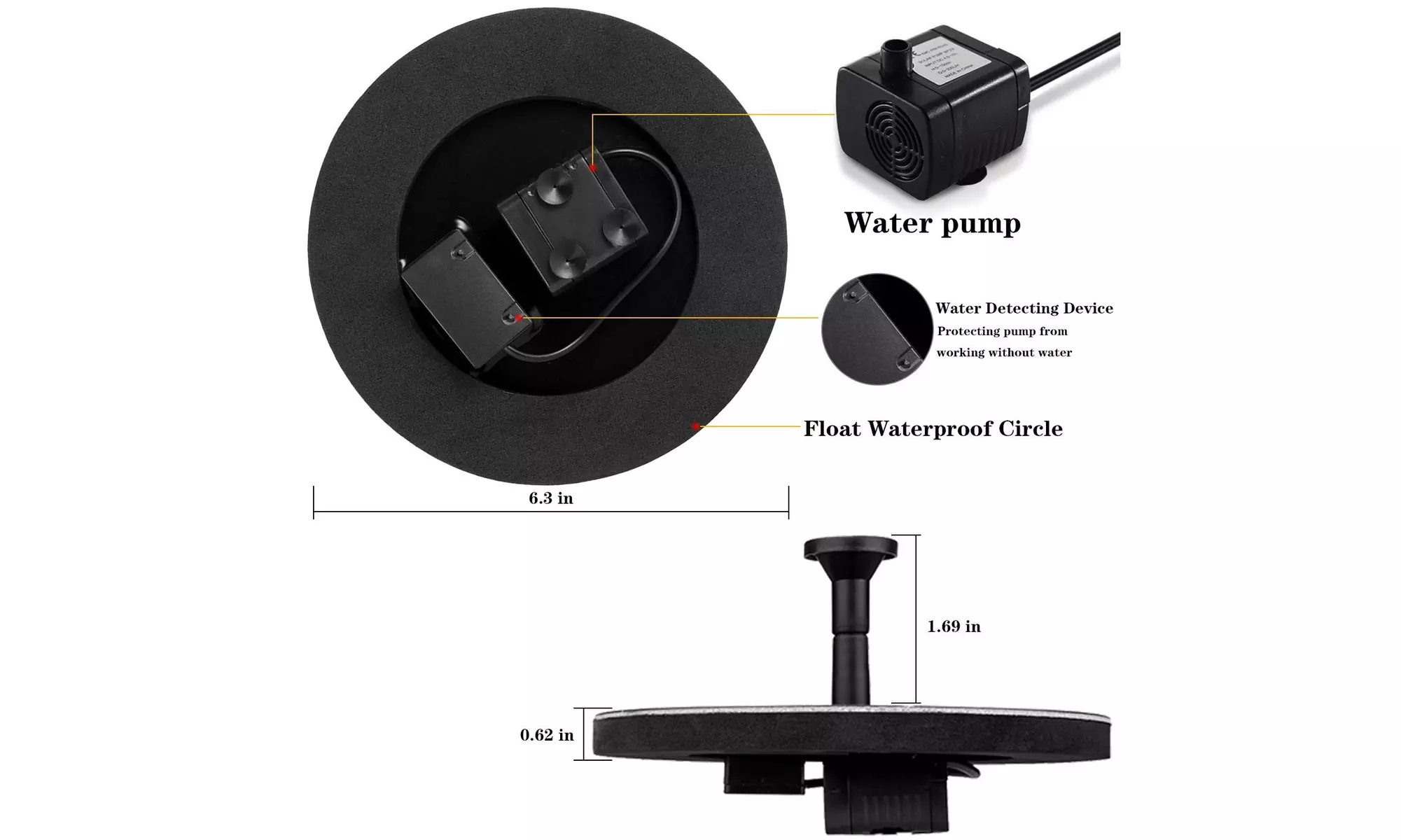 Solar Fountain Water Pump with 1.5W Submersible Solar Panel kit Pond Pumps - Second Medium