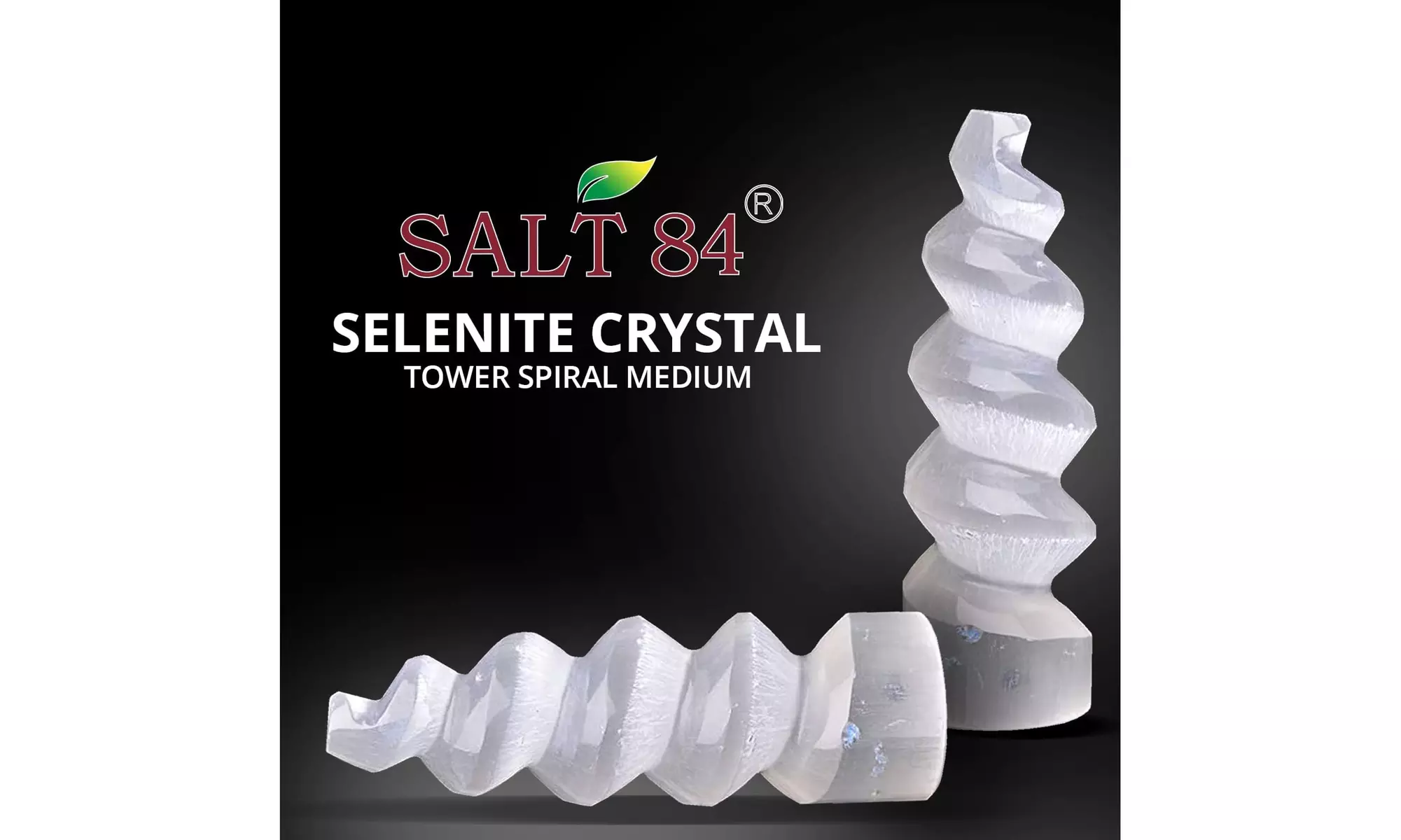SALT 84 Selenite Crystal Spiral Tower 15cm, Natural Moroccan Crystal Skyscraper - Second Medium