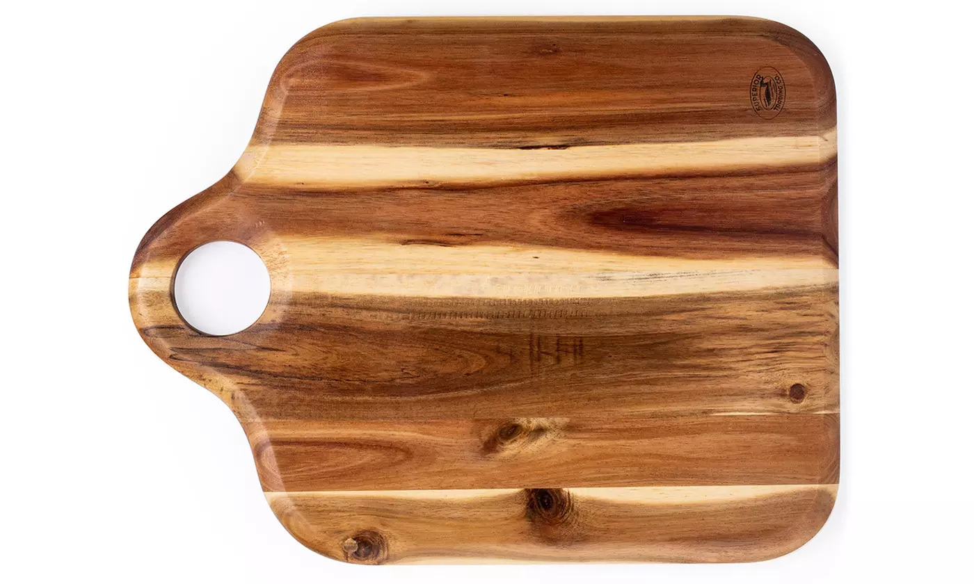 Acacia Wood Cutting Board with Wooden Handle. FDA Approved. 16 x 14 in. - Second Medium
