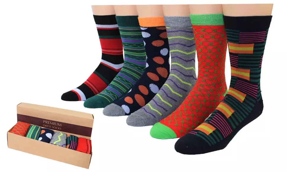 Frenchic Men's Premium Colorful Dress Socks with Gift Box (6-Pairs)