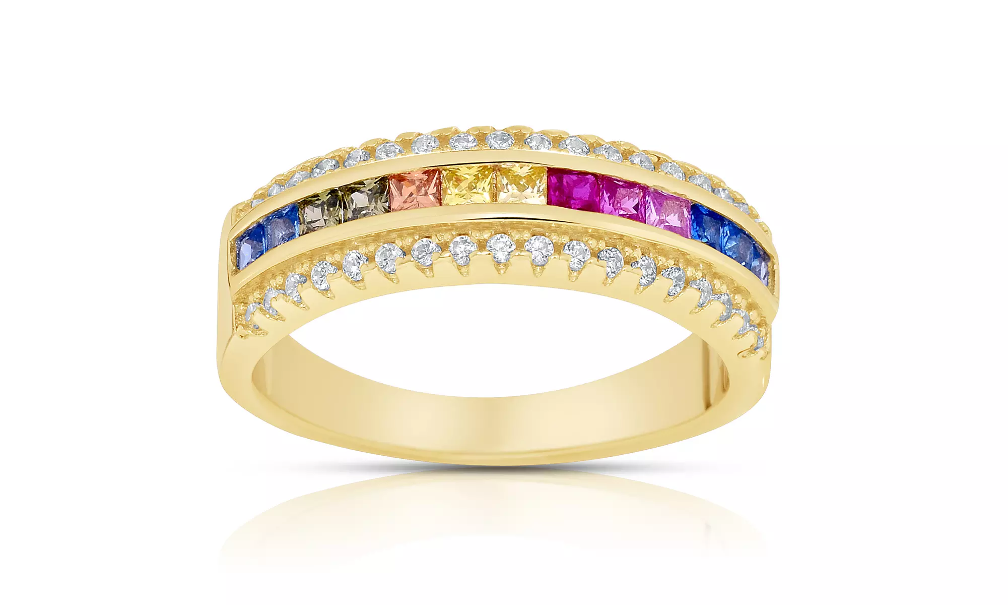 Luxe Rainbow Eternity Rings in Solid Sterling Silver 