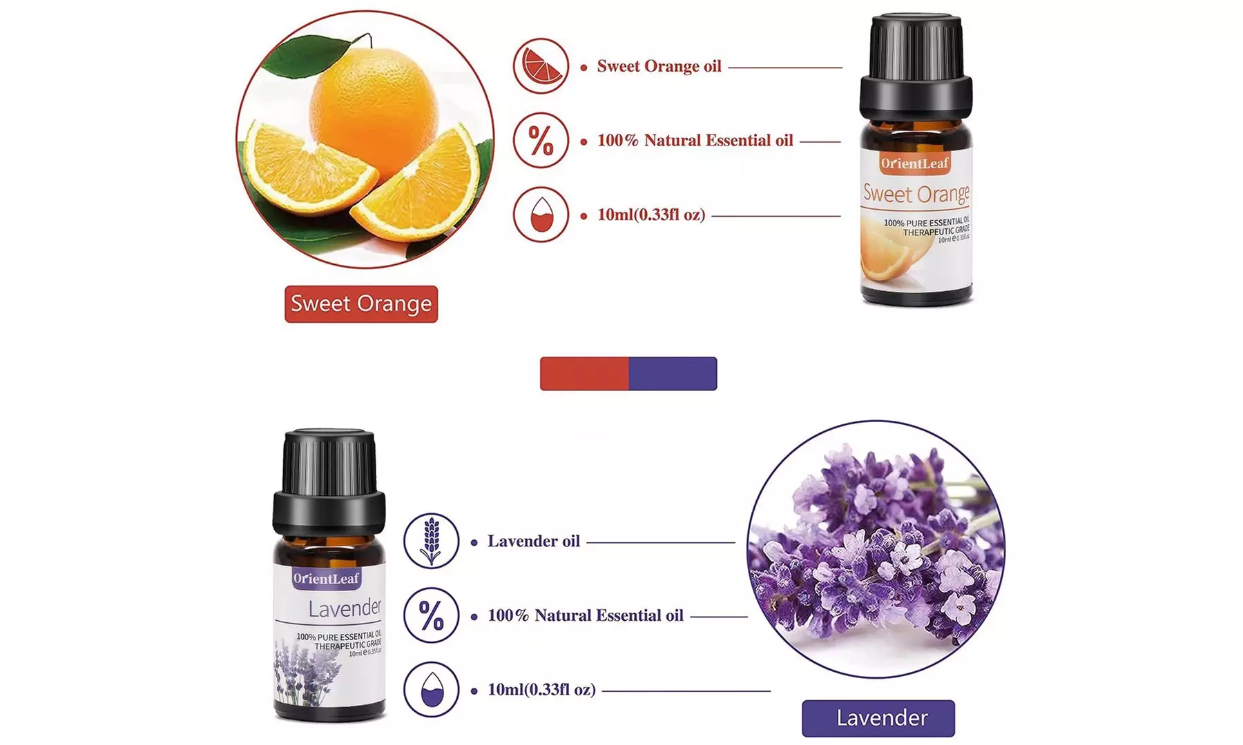 100% Pure Aromatherapy Essential Oil Set for Diffuser (6 x 0.35 fl.oz) for Gifts - Second Medium