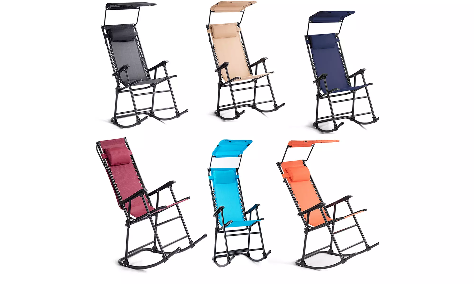 Costway Folding Rocking Chair Rocker Porch Zero GravitySunshade Canopy-6 Colors - Primary Image