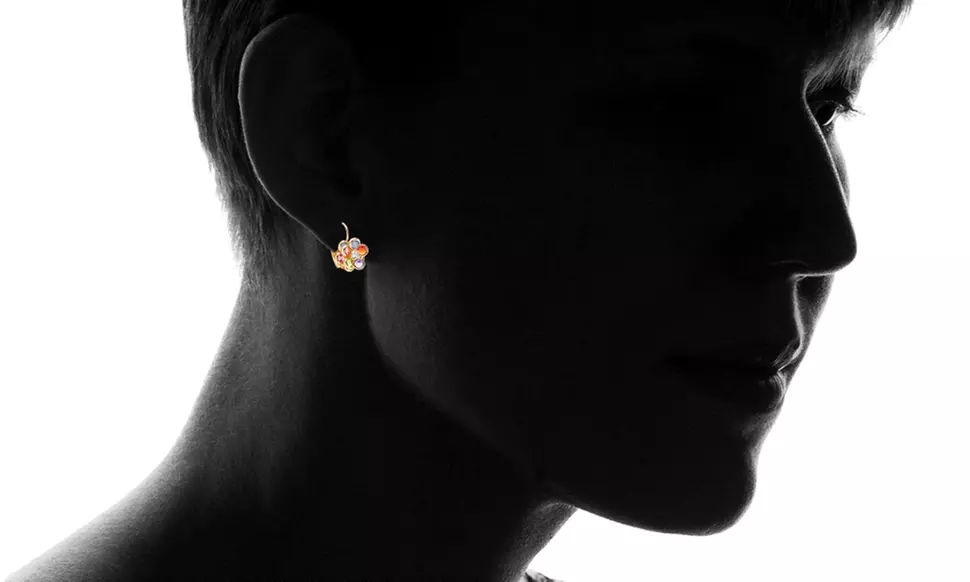 Flower Shaped Leverback Drop Earrings Made with Swarovski Crystals 