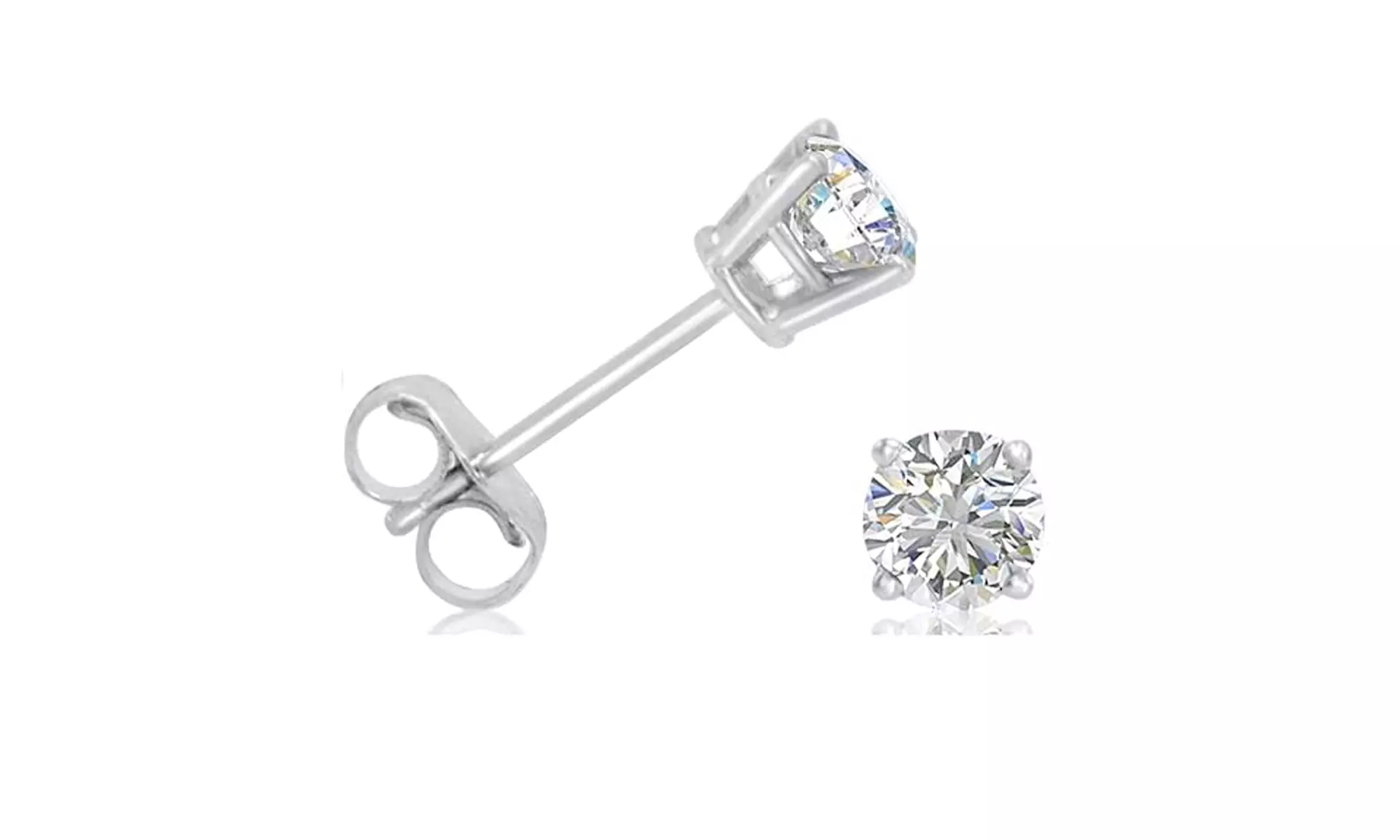 Paris Jewelry 14k White Gold Plated Post Stud Earrings 3mm Cubic Zirconia - Primary Image