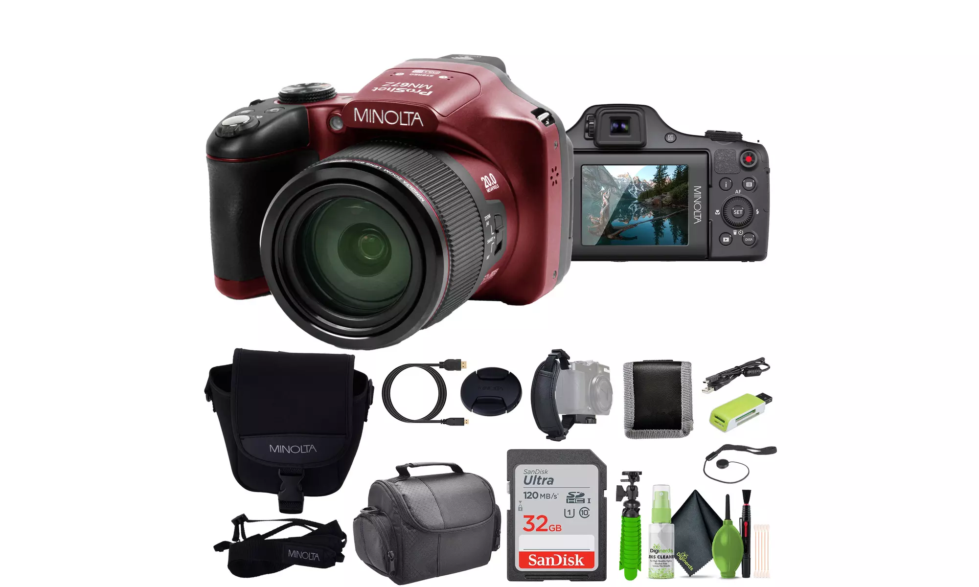 Minolta ProShot MN67Z 20MP Digital Camera Bundle with 67x Optical Zoom Lens
