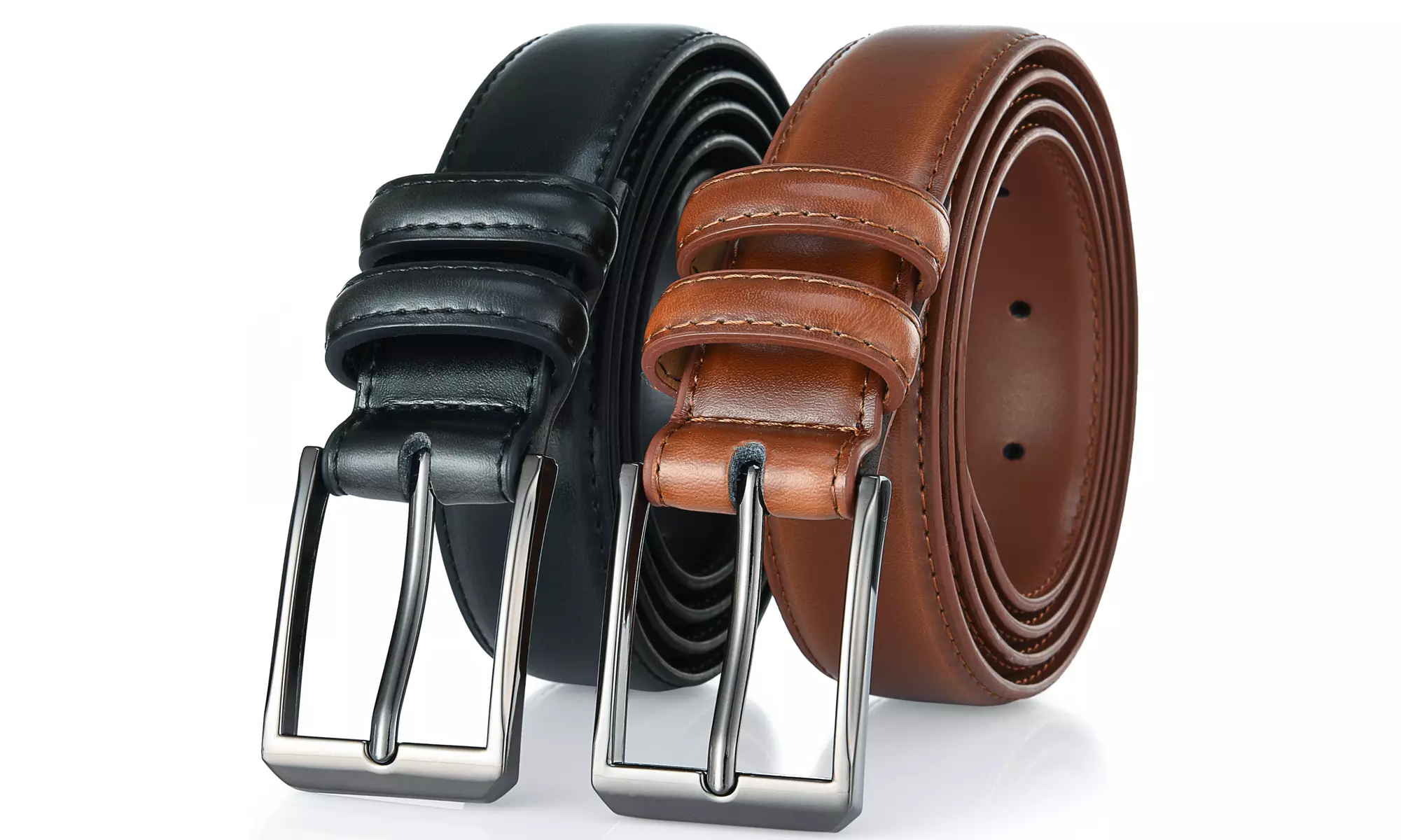 Gallery Seven Mens 2 Pack Genuine Leather Dress Belt Enclosed in a Gift Box