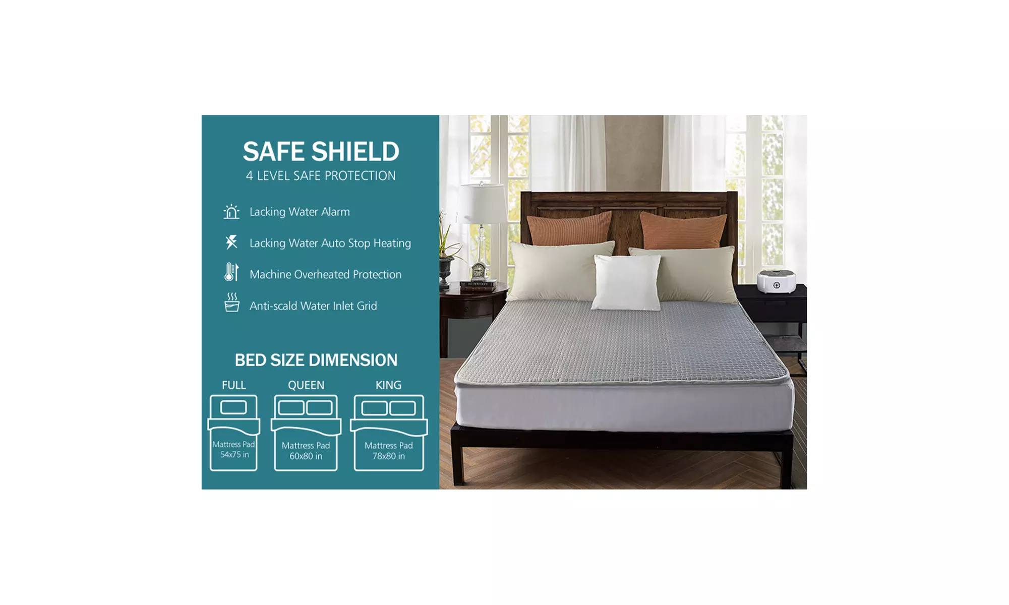 MerryHome Water Heated Mattress Pad,Mattress Topper Safe And Radiation-Free