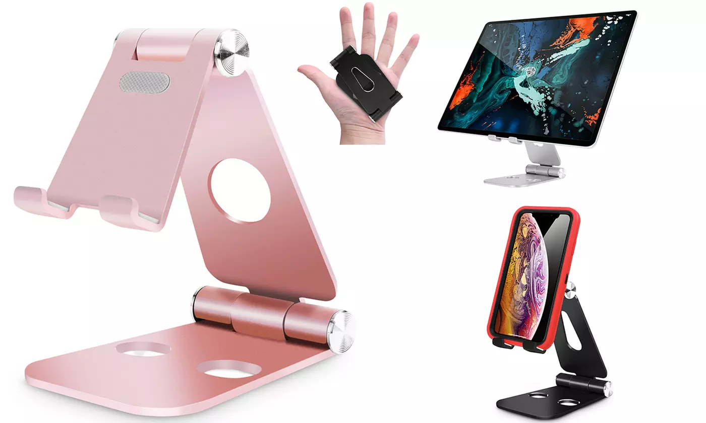 Tablet Stand Multi-Angle Phone Holder Desk Adjustable Metallic Dock Cradle - Primary Image