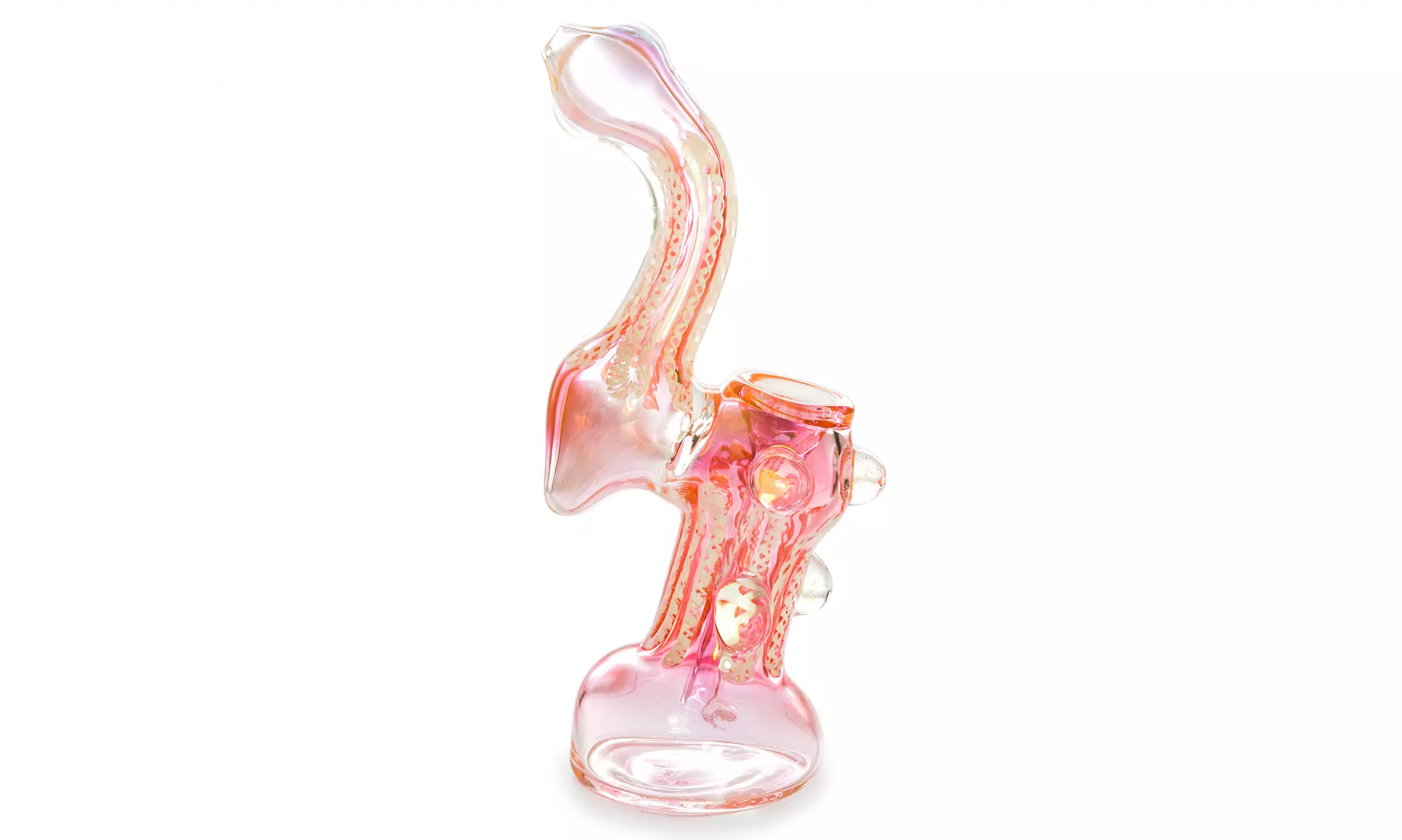 White and Pink Sherlock Style Glass Bubbler - Second Medium