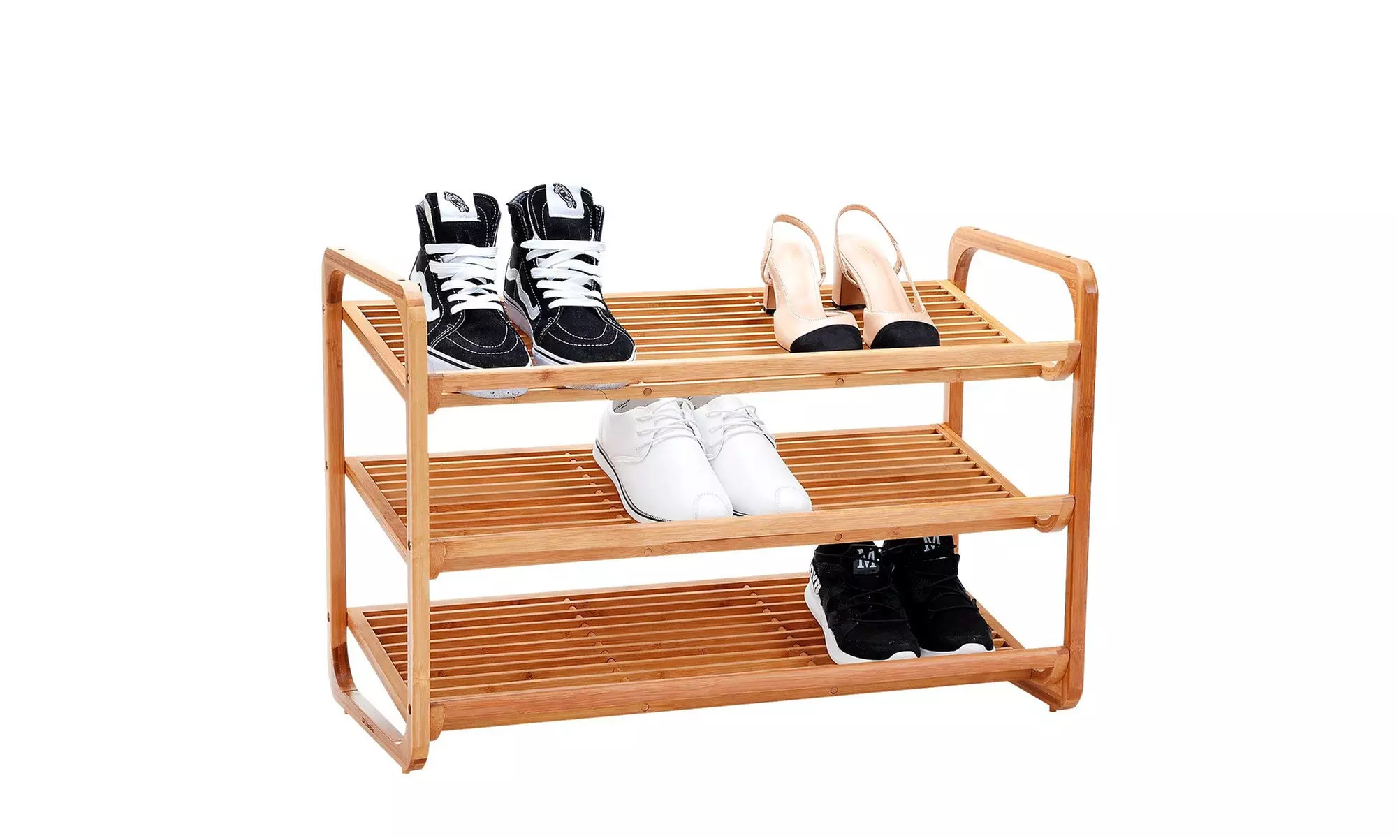 New Ridge Home Goods HX-710382 Natural Bamboo 3-Tier Shoe Rack Shoe - Primary Image