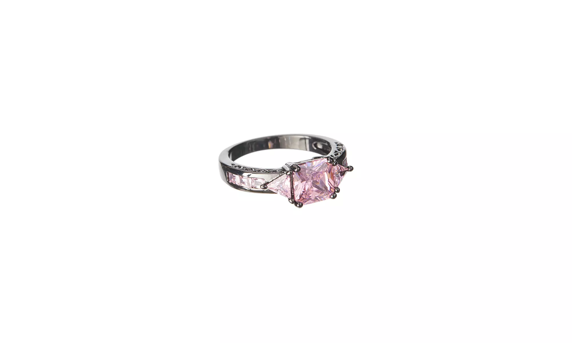 4 CTTW Pink Sapphire Black Ion Ring - Second Medium