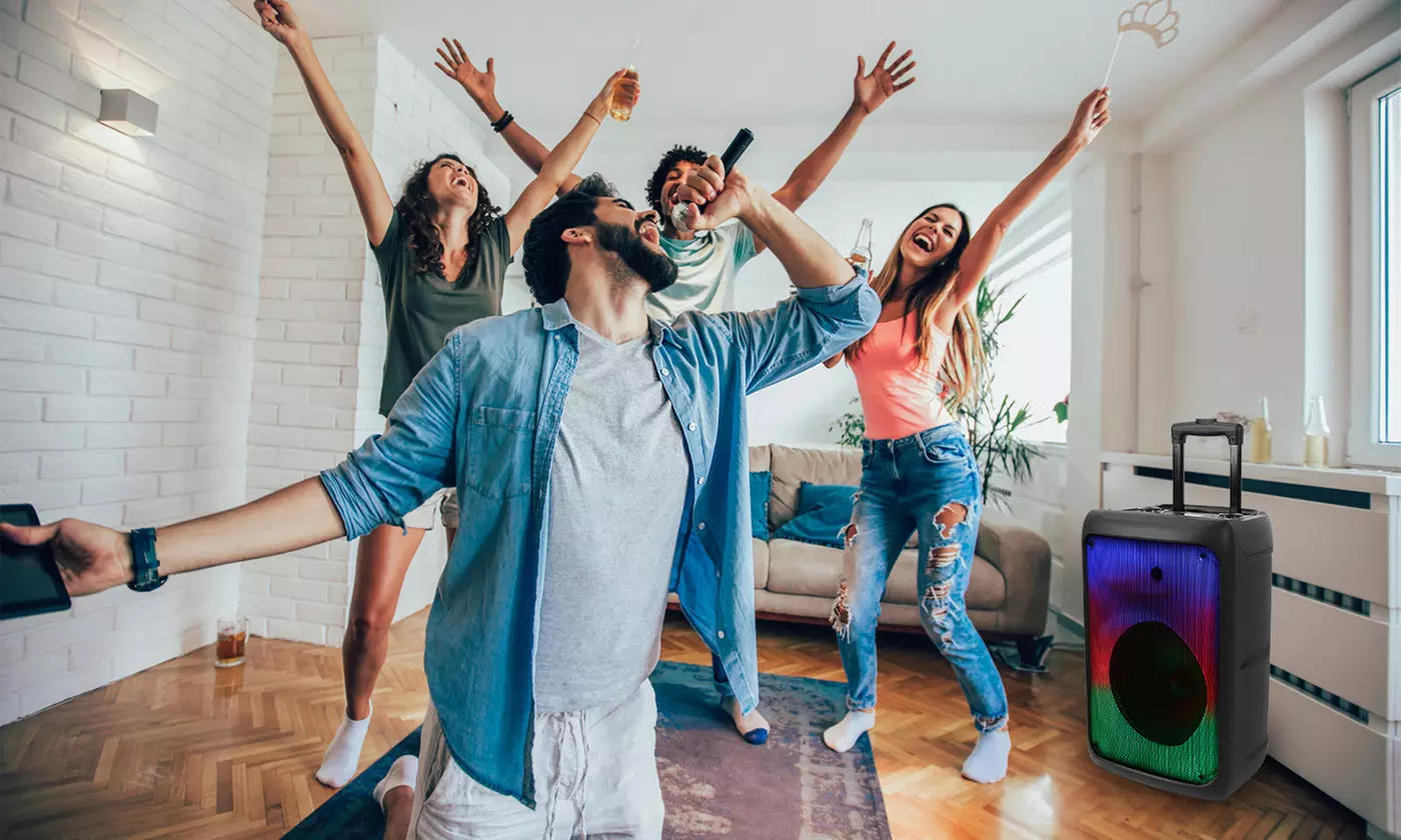 Kocaso Portable Bluetooth Party Speaker Karaoke Speaker with Colorful Lights