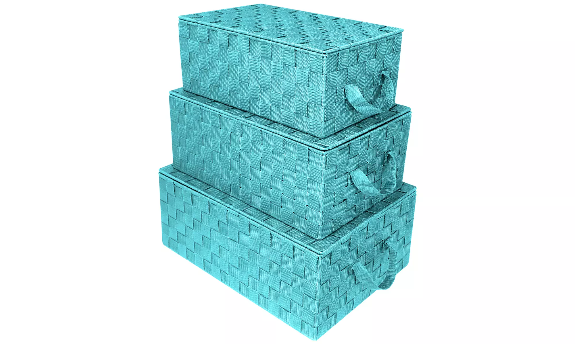 3-Pack Storage Box w/ Lid for Closet & Shelves - Woven Fabric Basket Organizer