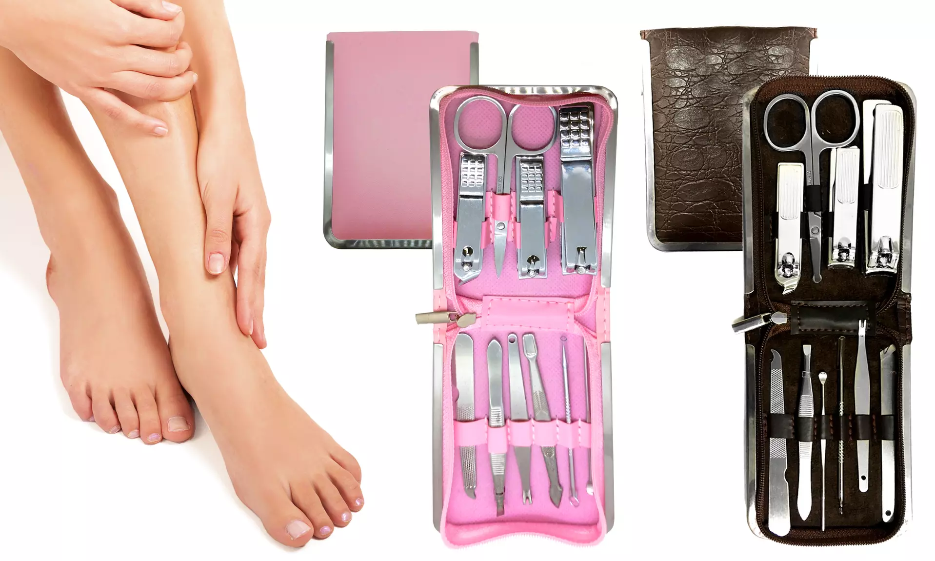 Stainless Steel Manicure and Pedicure Set with Compact Case - 10 Piece - Primary Image