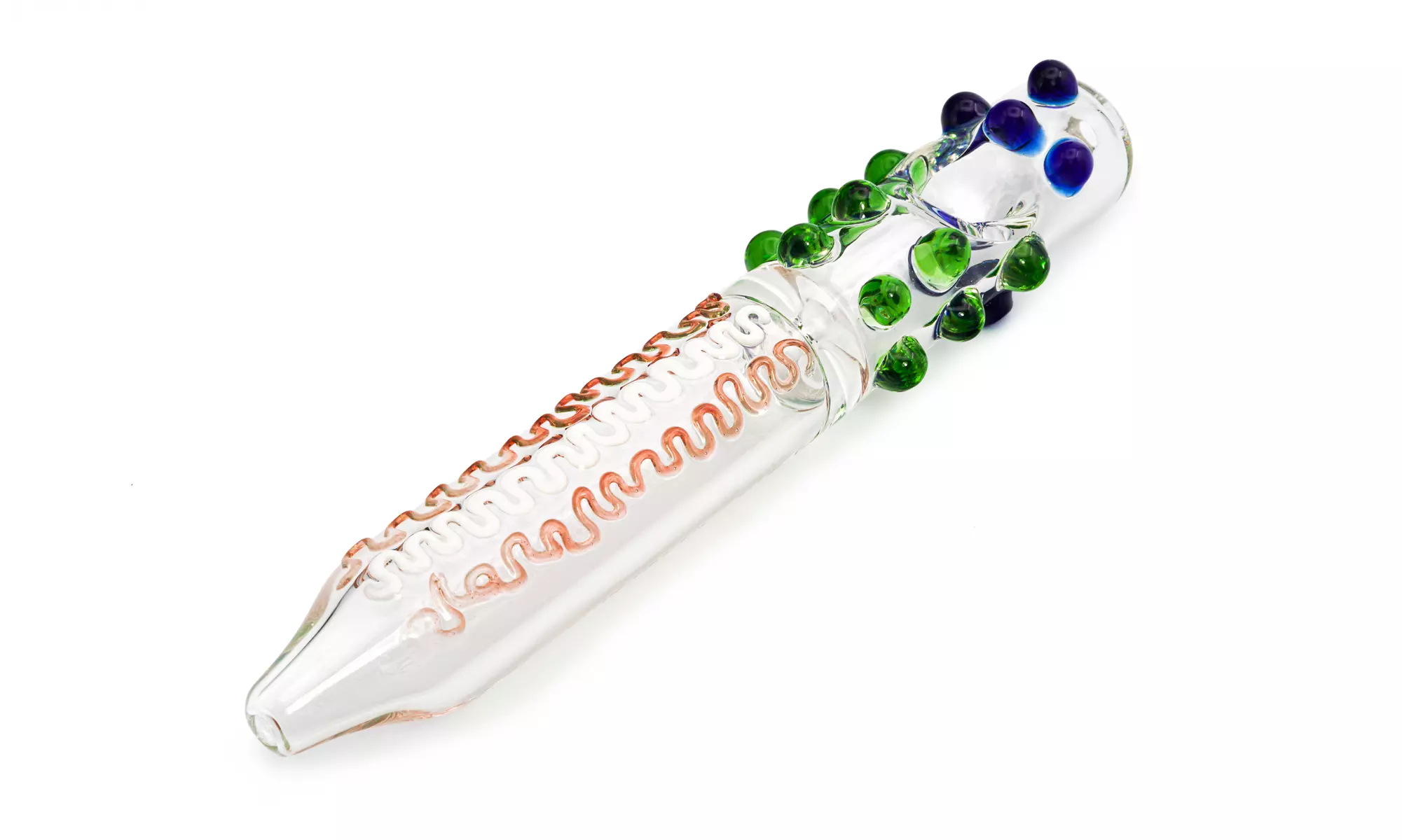 Multicolored Hand Blown Steamroller Glass Hand Pipe - Primary Image