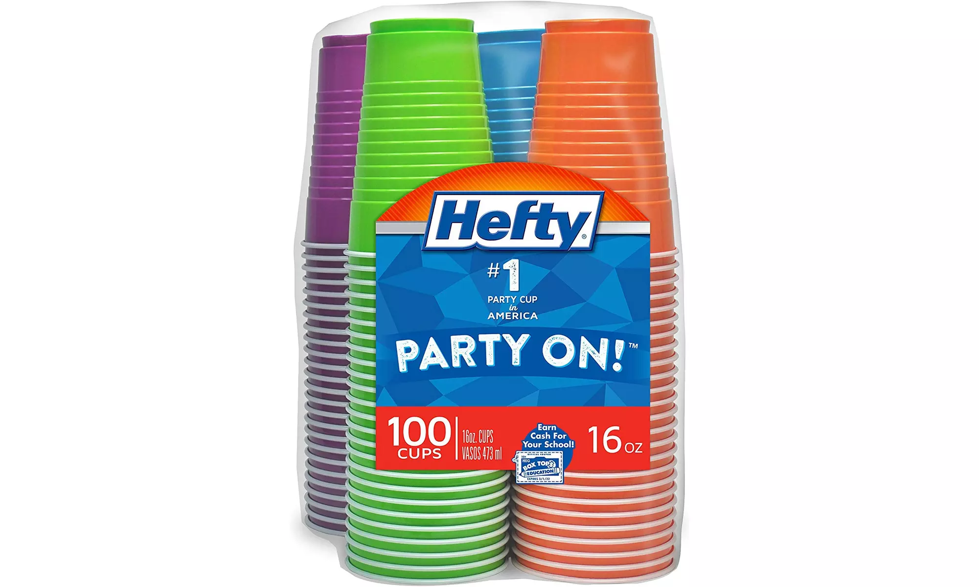 Hefty Disposable Plastic Cups in Assorted Colors - 16 Oz, 100Count - Second Medium