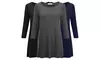 3 Pack Women's Loose Fit 3/4 Sleeve Extra Long Jersey Tunics