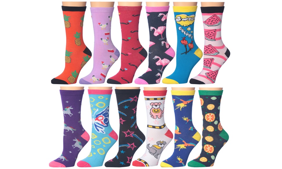 Frenchic Women's Statement Cotton Blend Crew Socks (12-Pairs)