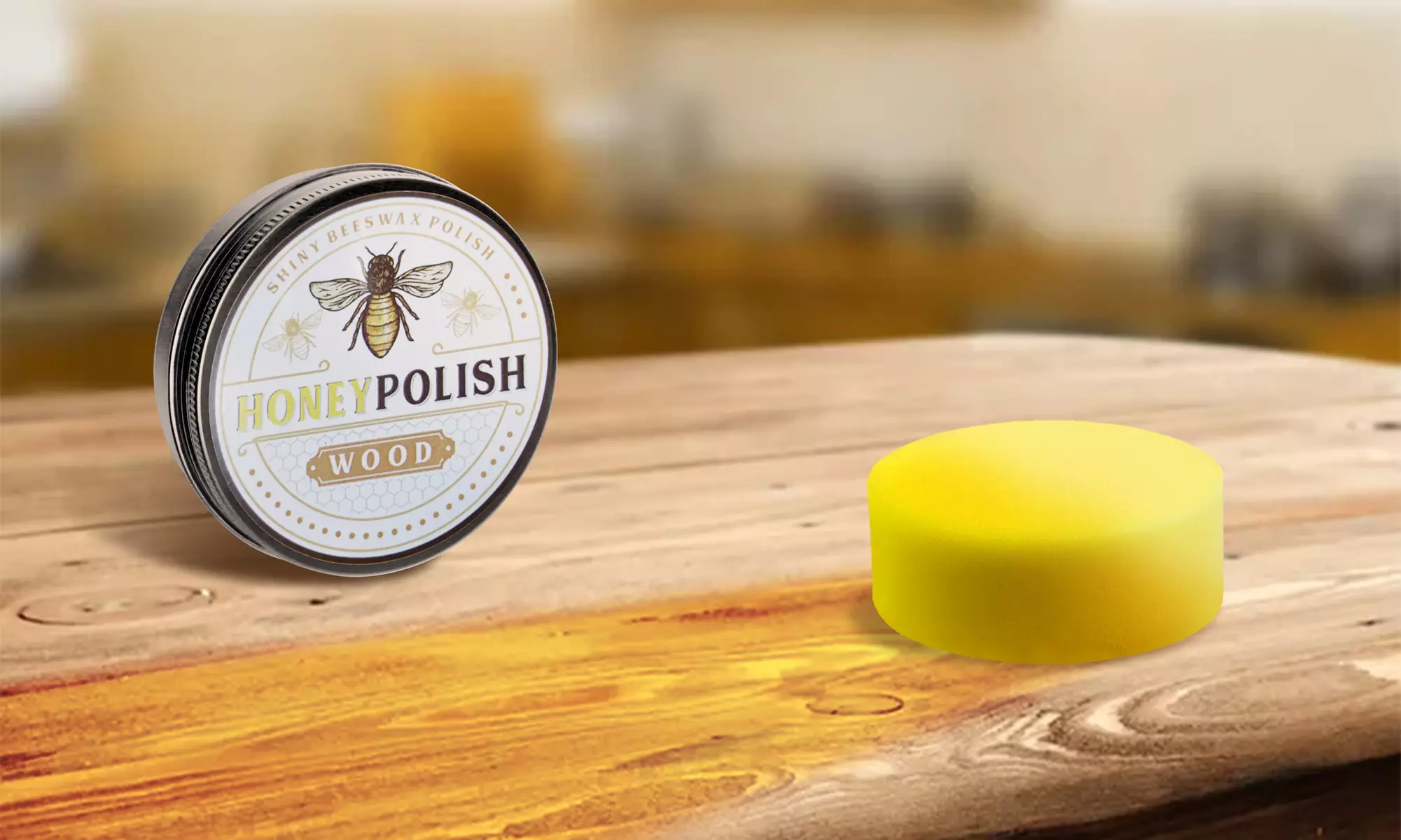 Beeswax Furniture Polish Wood Seasoning Beeswax with Sponge for Home Furniture - Primary Image