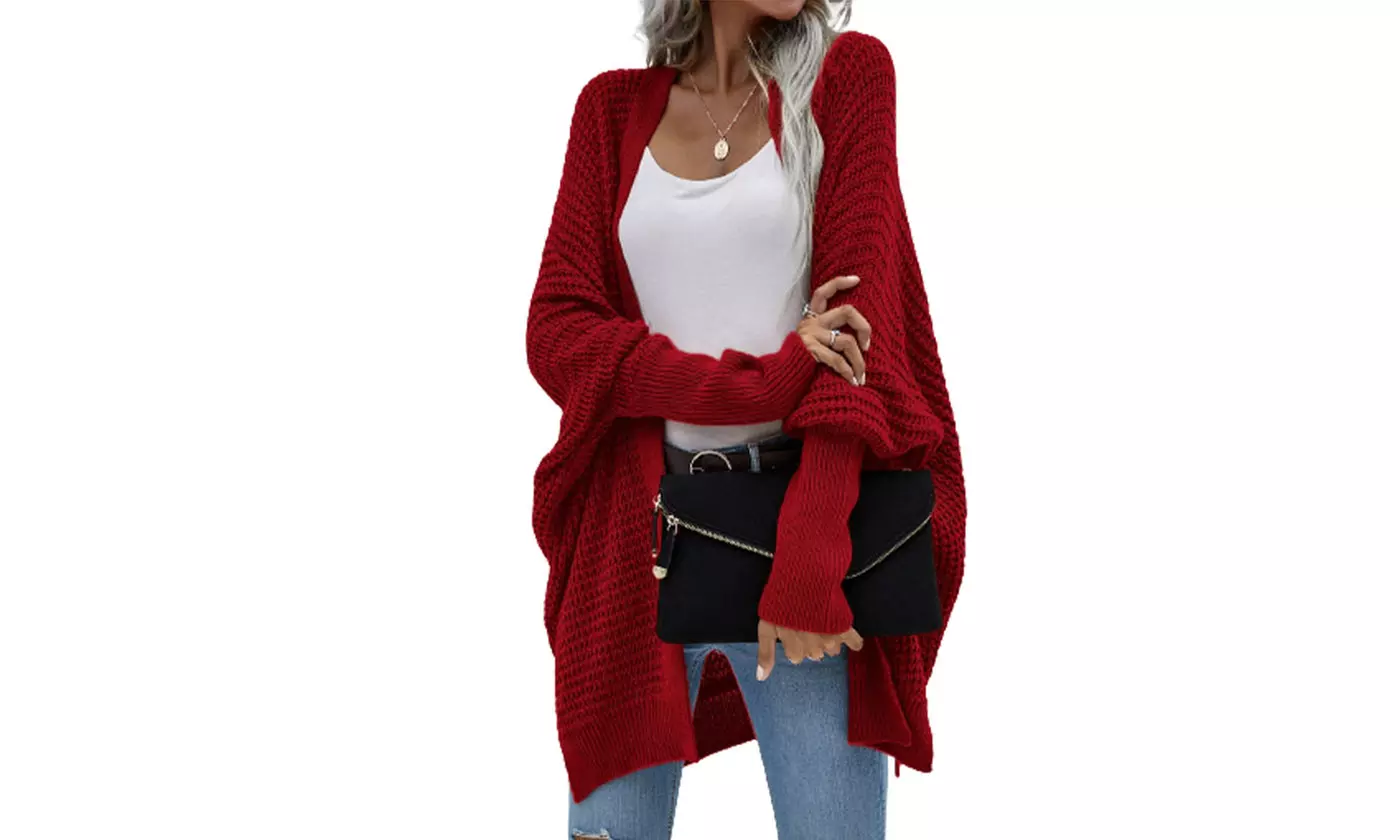 Bohuma Women's Batwing Long Sleeve Cardigan Loose Open Front Sweater Coat