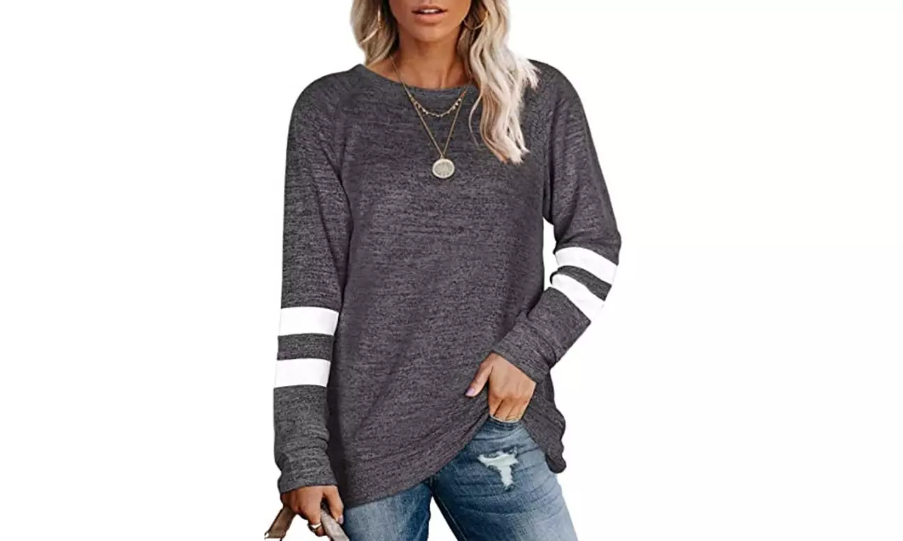Haute Edition Women's Varsity Stripe Slouchy Tee