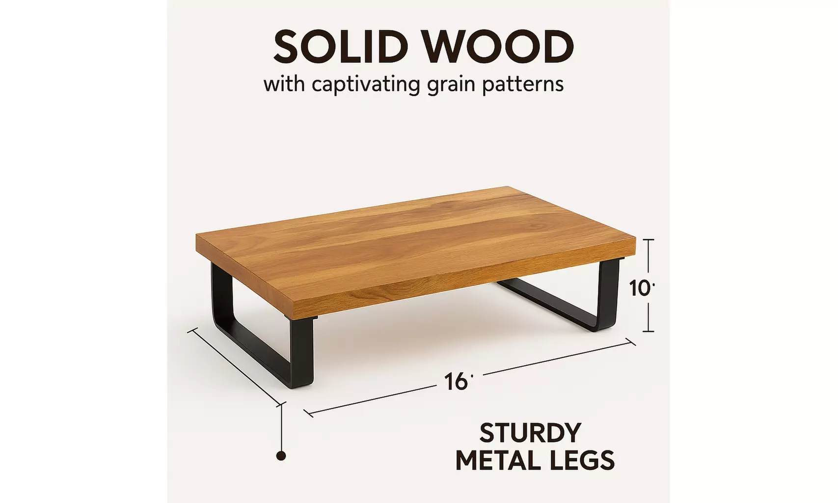 16 x 10 Serving Tray Acacia Wood Top with Matte Black Metal Frame