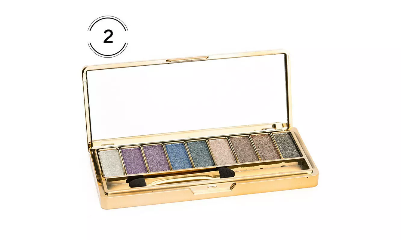 9 Colors Glitter Eyeshadow Eye Shadow Palette & Makeup Cosmetic Brush Set
