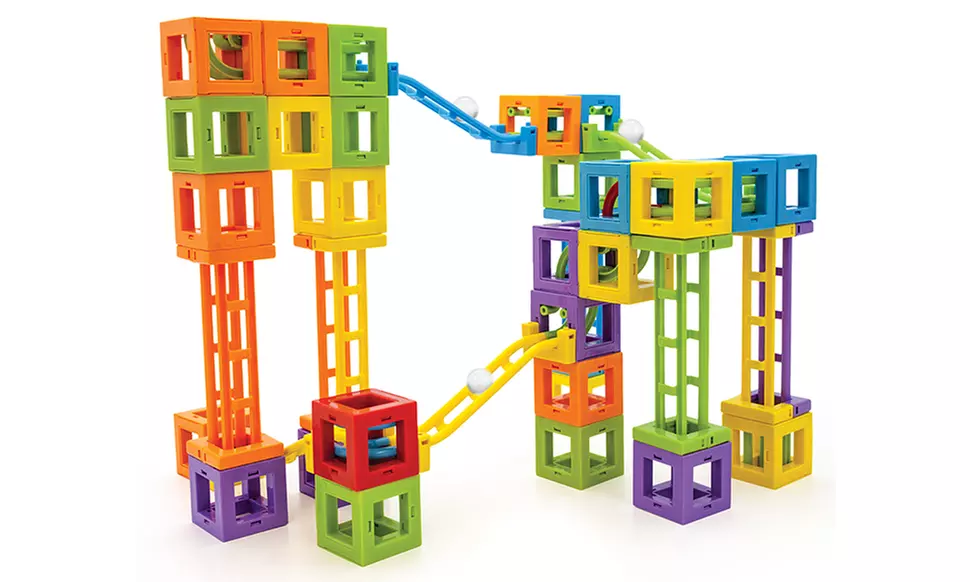 PicassoTiles PTR45 3D Magnetic Building Block Roller Coaster Set (45-Piece) - Primary Image