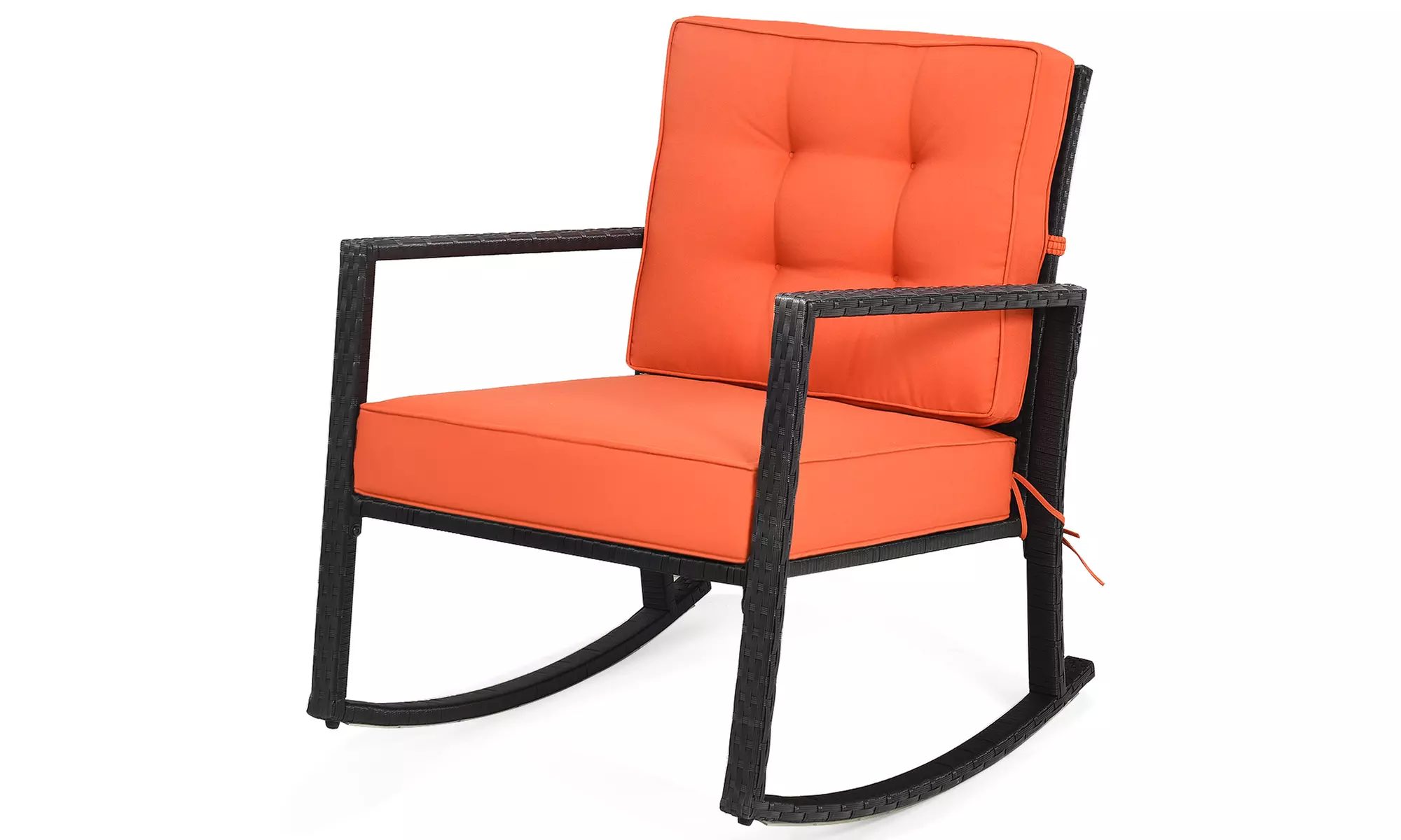 Costway Patio Rattan Rocker Chair Outdoor Glider Wicker Rocking Chair Cushion