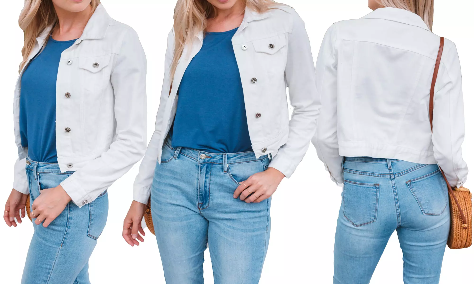Women's White Denim Jacket. Plus Sizes Available - Primary Image