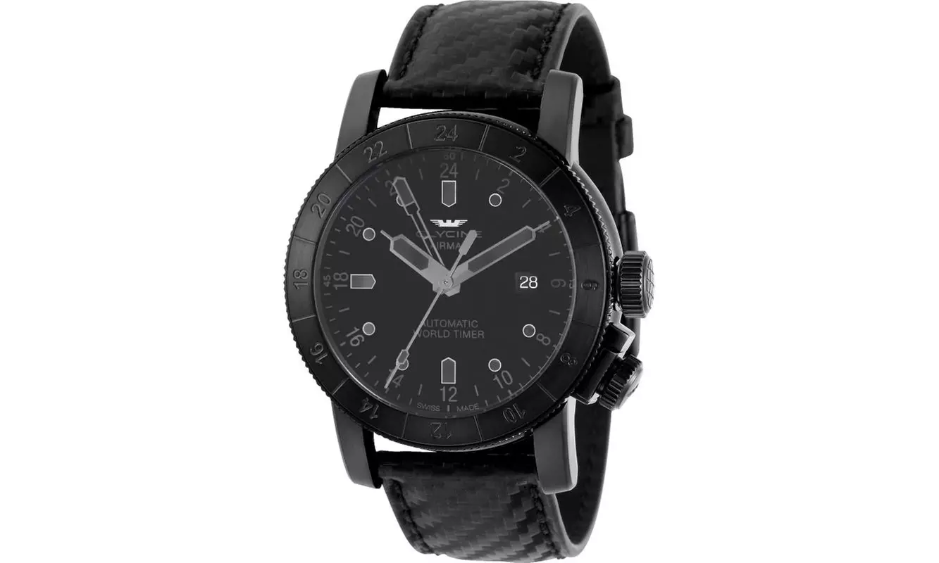 Glycine GL0155 Men's Airman 44 GMT Automatic 44mm Black PVD Watch - Primary Image